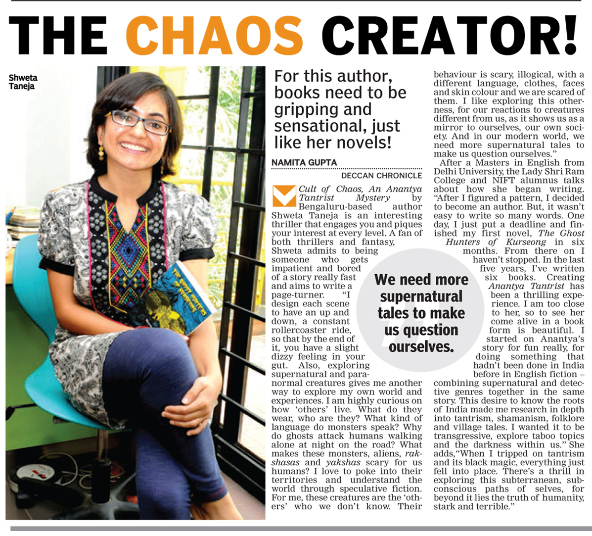 Interview in Deccan Chronicle 
